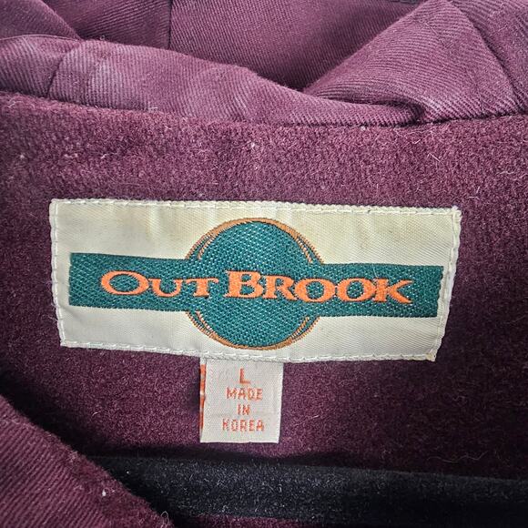 Vintage 80s OutBrook Colorblock Wool Hooded Jacket Mens L Firemans Clasp Korea - Picture 2 of 4